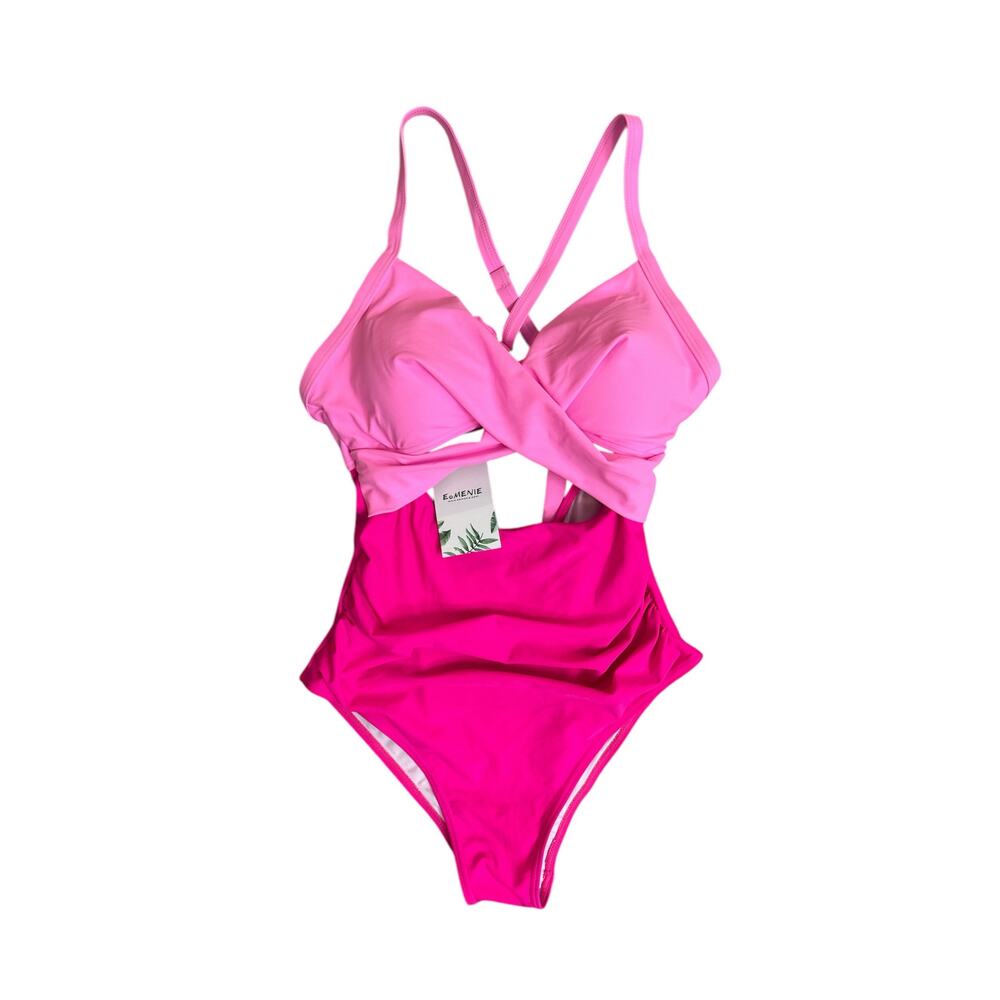 EoMenie Hot Pastel Pink cut out one piece Swimsuit Barbiecore Women Size Medium